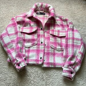 Zara pink plaid shacket XS